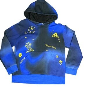 Adidas Kids Blue Hoodie with Yellow Accents